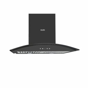 Electric Kitchen Chimney  Curved Glass SS Baffle filters 60cm 1100 m   h   Black  6071 IN BLK